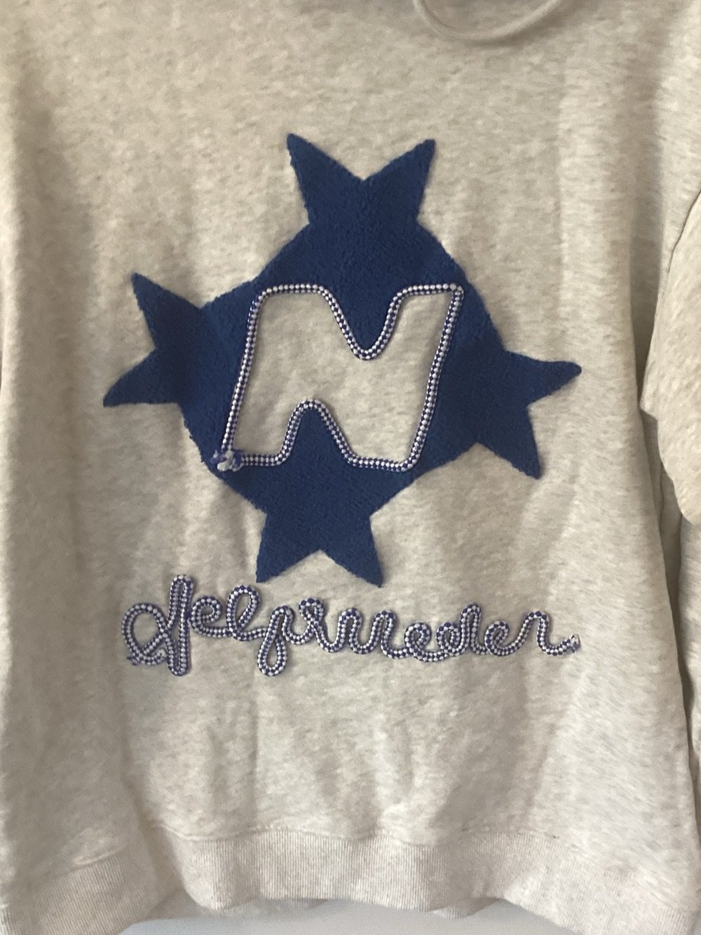 Aelfric Eden Cream Hoodie Sweater Blue Star & Embroidered Logo Heather Gray